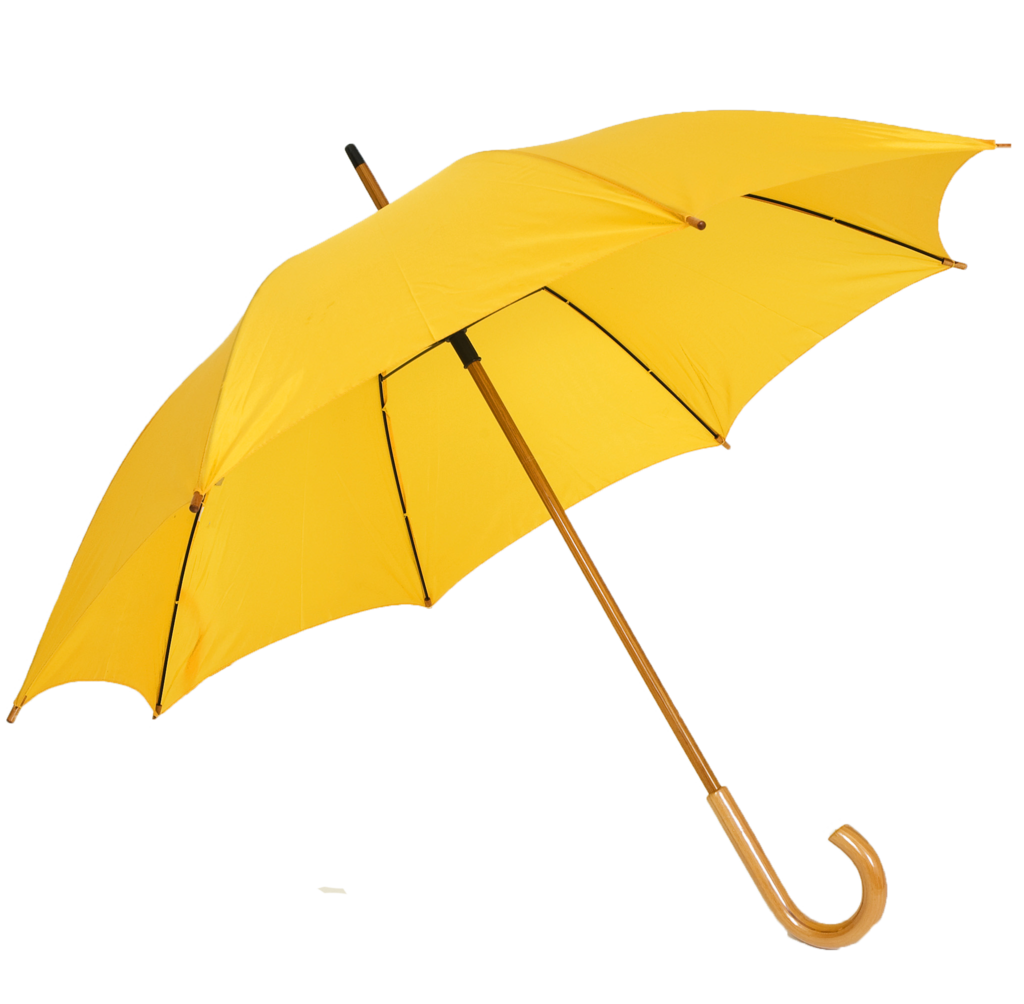 Yellow Color Advertising Wooden Rain Umbrella